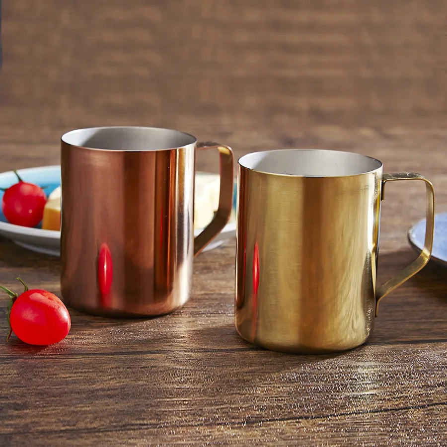 Stainless Steel Shiny Coffee Cup Gold Plated Copper Mug Single Layer Water  Gargle  Gift Camping Supplies