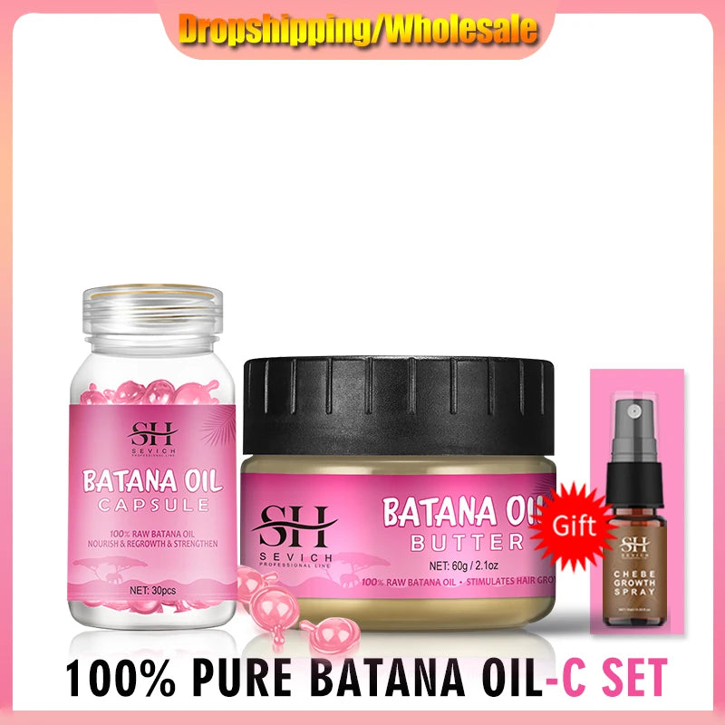 5PCS 100% Batana oil hair growth set African fast hair growth batana Hair Mask Anti hair loss break hair regrowth treatment