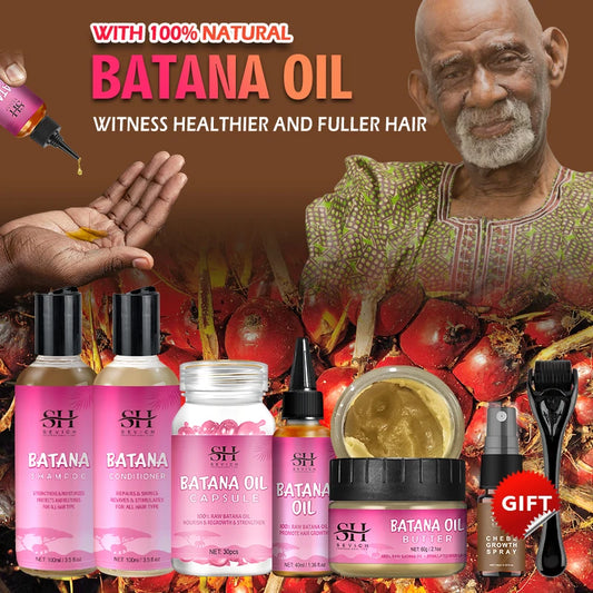 5PCS 100% Batana oil hair growth set African fast hair growth batana Hair Mask Anti hair loss break hair regrowth treatment