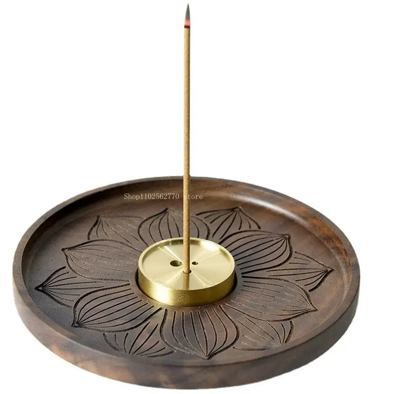 Multi-aperture Solid Wood Incense Inserted Pure Copper Incense Set DIY Household Indoor Line Incense Burner Zen Incense Holder