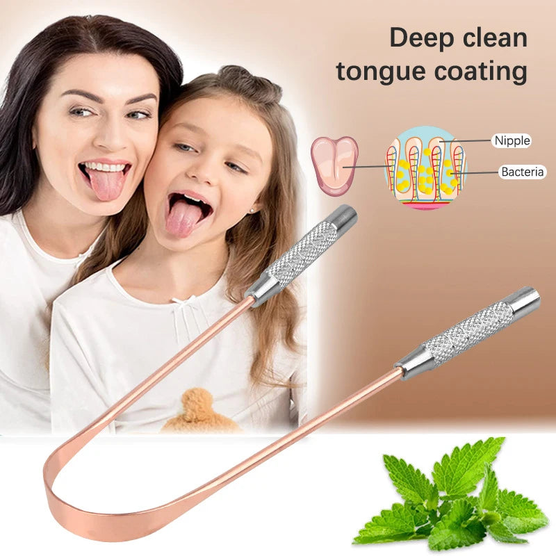 1PCS Pure Copper Tongue Scraper Oral Cleaner Brush Fresh Cleaning Hygiene High Quality Tounge Scraper