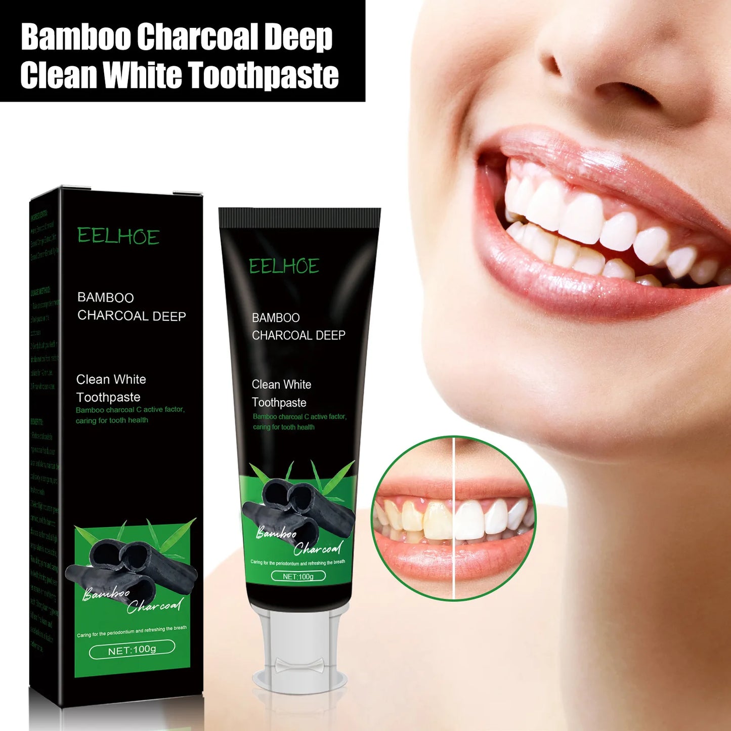 Bamboo Charcoal Deep Cleansing Toothpaste Teeth Stains Oral Odor Yellow Teeth Remove Brightens White Fresh Teeth Care Toothpaste