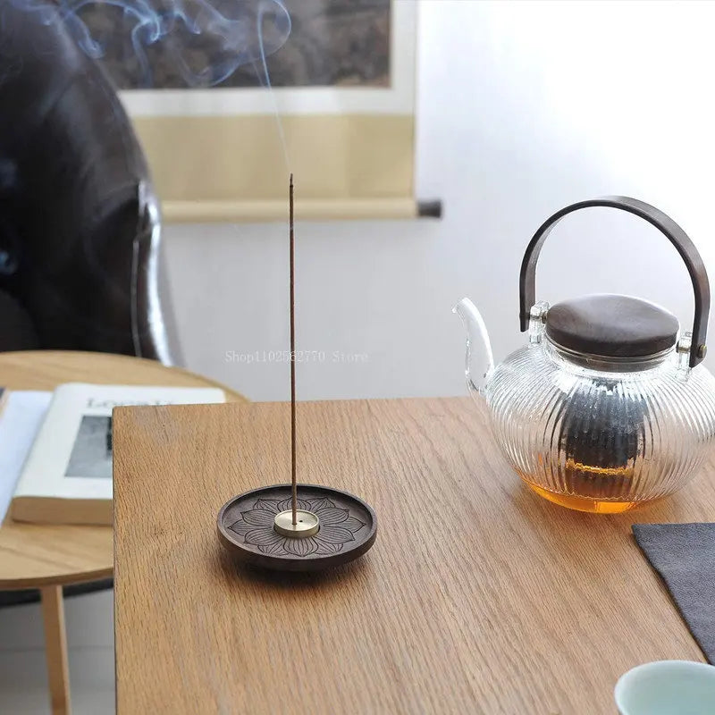 Multi-aperture Solid Wood Incense Inserted Pure Copper Incense Set DIY Household Indoor Line Incense Burner Zen Incense Holder